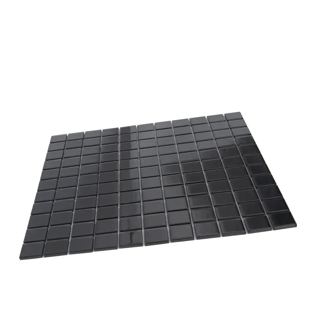 Black 12x12 Glossy Square Glass Mosaic Tile (10 pack, 9.67 sq ft/case) by Apollo Tile