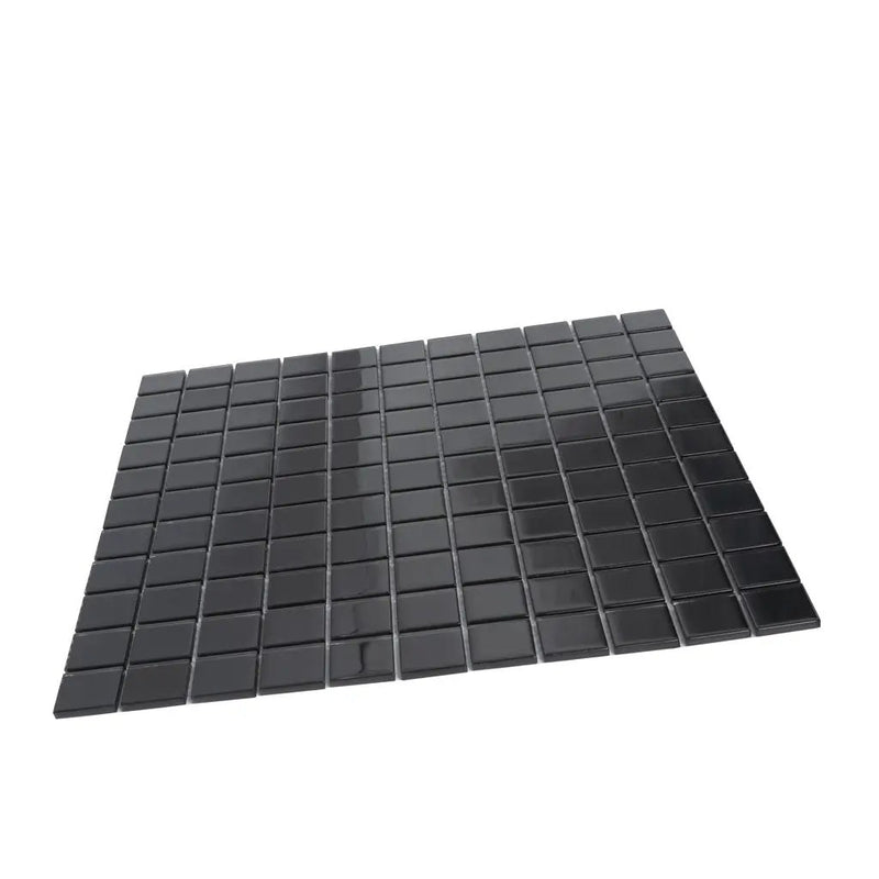 Black 12x12 Glossy Square Glass Mosaic Tile (10 pack, 9.67 sq ft/case) by Apollo Tile