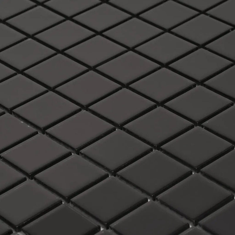 Black 12x12 Glossy Square Glass Mosaic Tile (10 pack, 9.67 sq ft/case) by Apollo Tile
