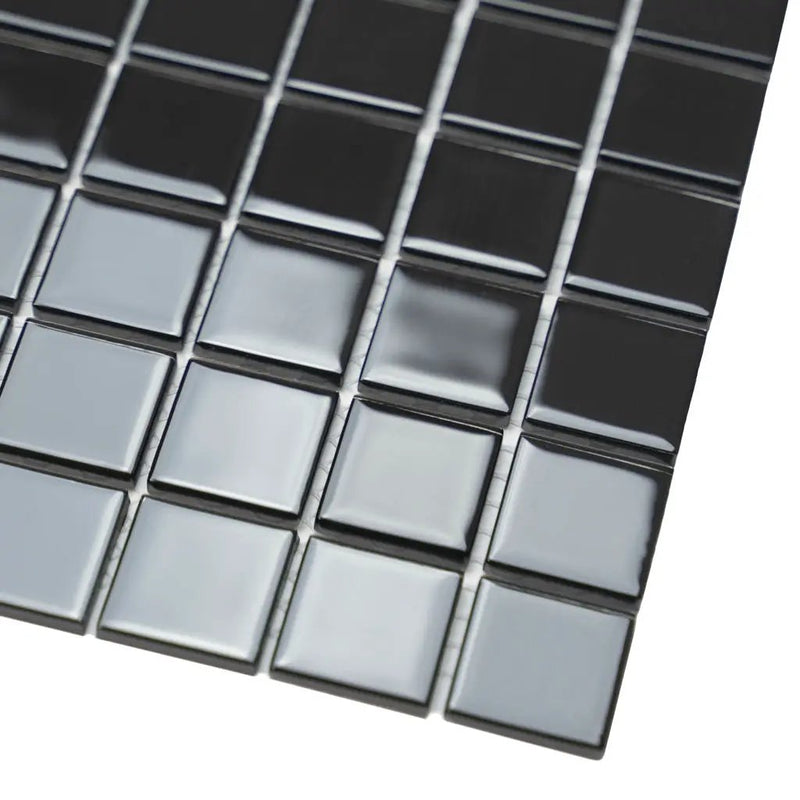 Black 12x12 Glossy Square Glass Mosaic Tile (10 pack, 9.67 sq ft/case) by Apollo Tile