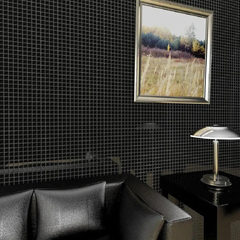 Black 12x12 Glossy Square Glass Mosaic Tile (10 pack, 9.67 sq ft/case) by Apollo Tile