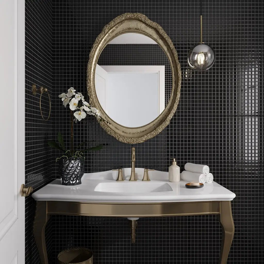 Black 12x12 Glossy Square Glass Mosaic Tile (10 pack, 9.67 sq ft/case) by Apollo Tile