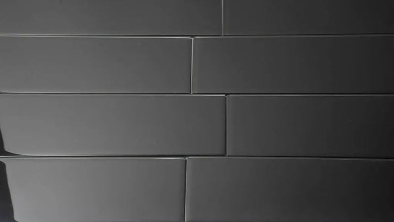 Black 4x16 Glossy Subway Glass Tile (12 pack, 5.33 sq ft/case) by Apollo Tile