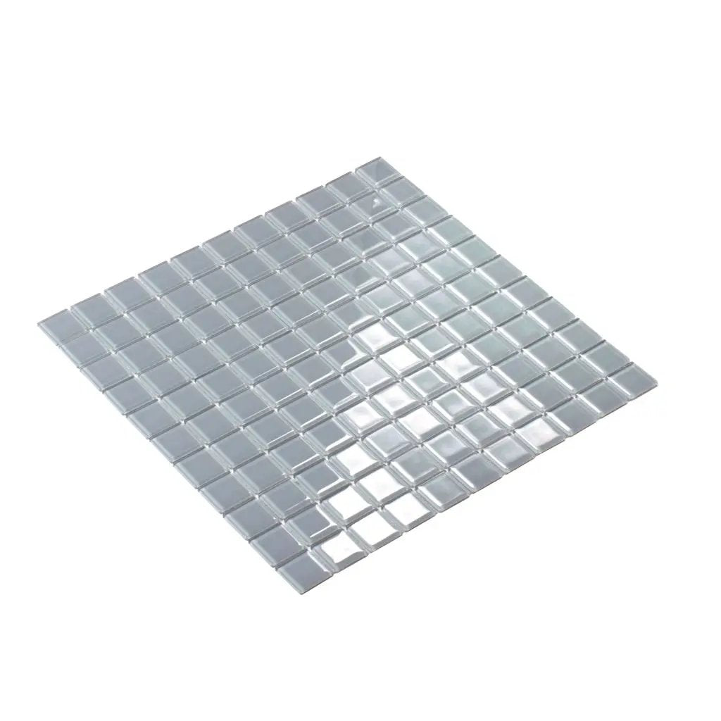 Gray 12x12 Glossy Square Glass Mosaic Tile (10 pack, 9.67 sq ft/case) by Apollo Tile