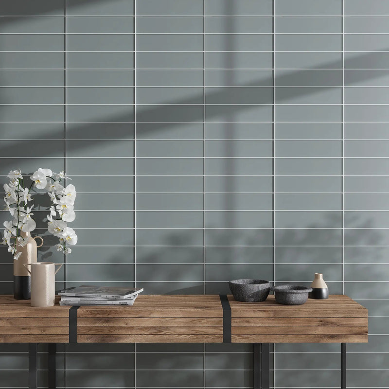 Stone Blue 3x12 Matte Subway Glass Tile (20 pack, 5 sq ft/case) by Apollo Tile