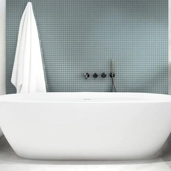 Stone Blue 12x12 Glossy Square Glass Mosaic Tile (10 pack, 9.67 sq ft/case)