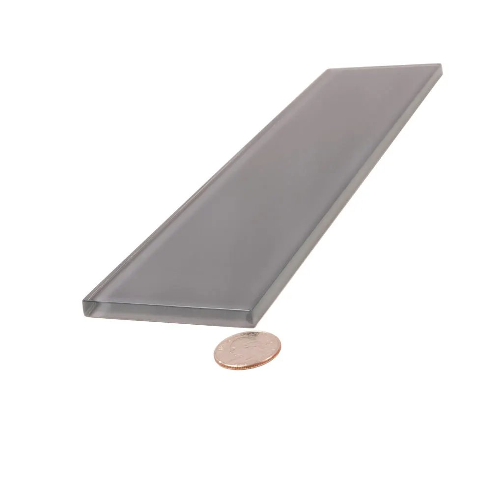 Coin Gray 3x12 Glossy Subway Glass Tile (20 pack, 5 sq ft/case) by Apollo Tile