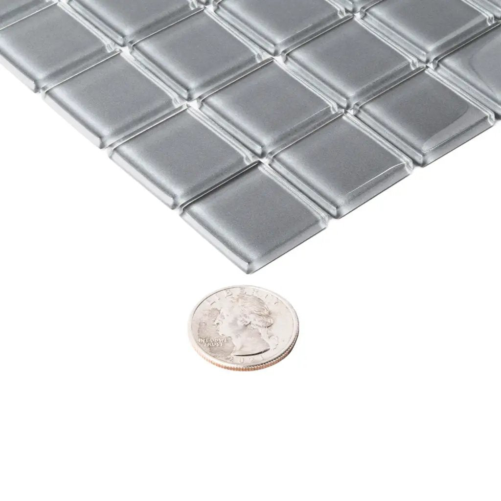Coin Gray 12x12 Glossy Square Glass Mosaic Tile (10 pack, 9.67 sq ft/case) by Apollo Tile
