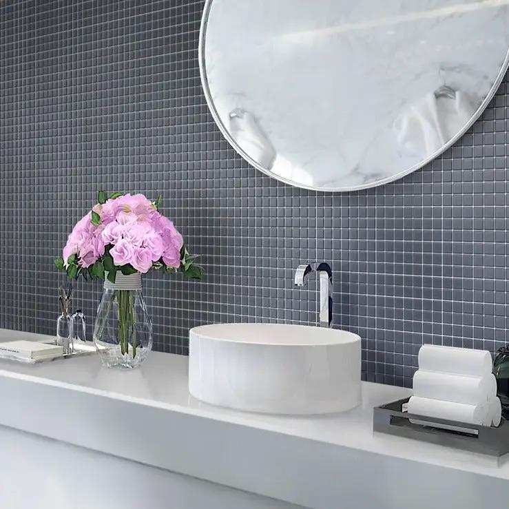 Coin Gray 12x12 Matte Square Glass Mosaic Tile (10 pack, 9.67 sq ft/case) by Apollo Tile