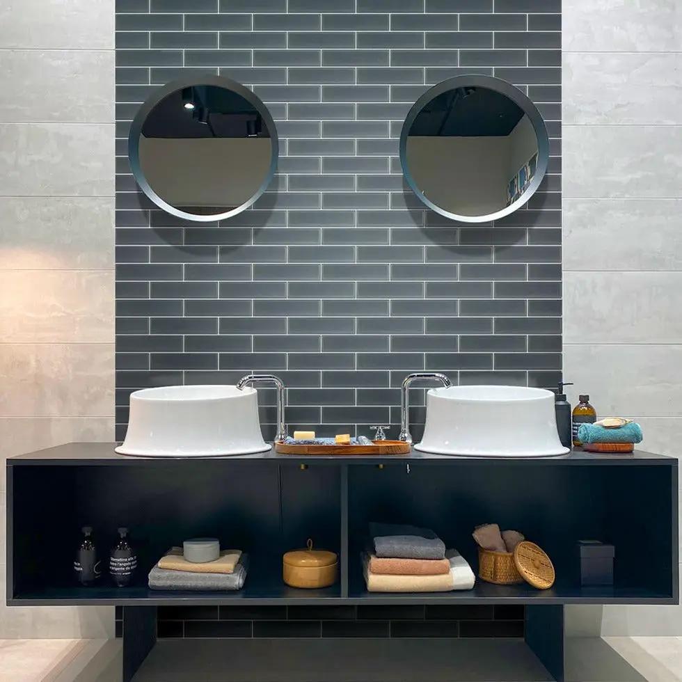 Coin Gray 3x12 Matte Subway Glass Tile (20 pack, 5 sq ft/case) by Apollo Tile
