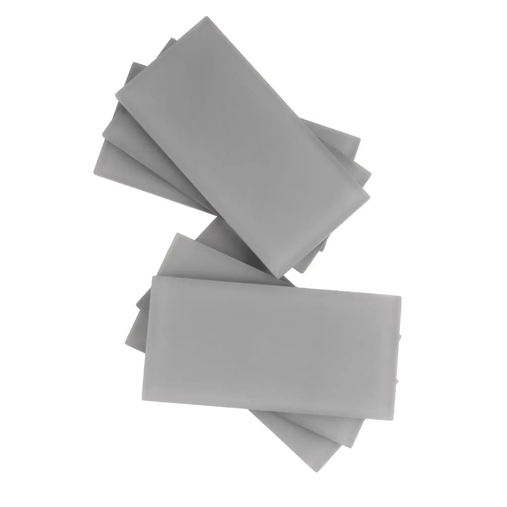 Coin Gray 3x6 Matte Subway Glass Tile (40 pack, 5 sq ft/case) by Apollo Tile