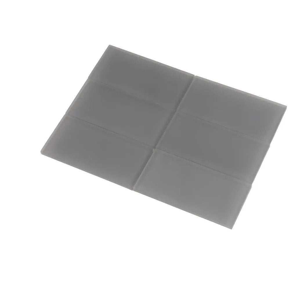 Coin Gray 3x6 Matte Subway Glass Tile (40 pack, 5 sq ft/case) by Apollo Tile