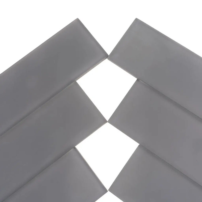 Coin Gray 3x12 Matte Subway Glass Tile (20 pack, 5 sq ft/case) by Apollo Tile