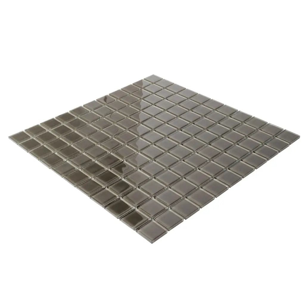 Ash Gray 12x12 Glossy Square Glass Mosaic Tile (10 pack, 9.67 sq ft/case) by Apollo Tile