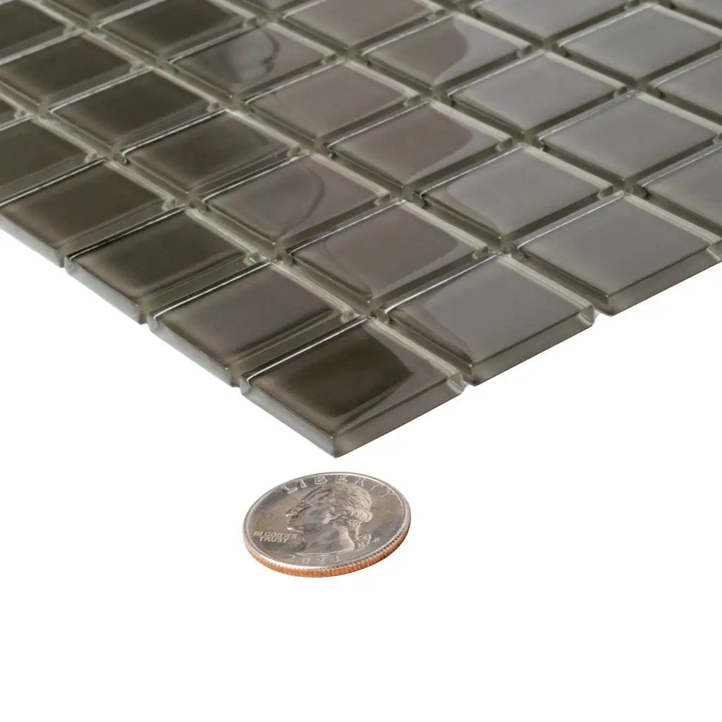 Ash Gray 12x12 Glossy Square Glass Mosaic Tile (10 pack, 9.67 sq ft/case)