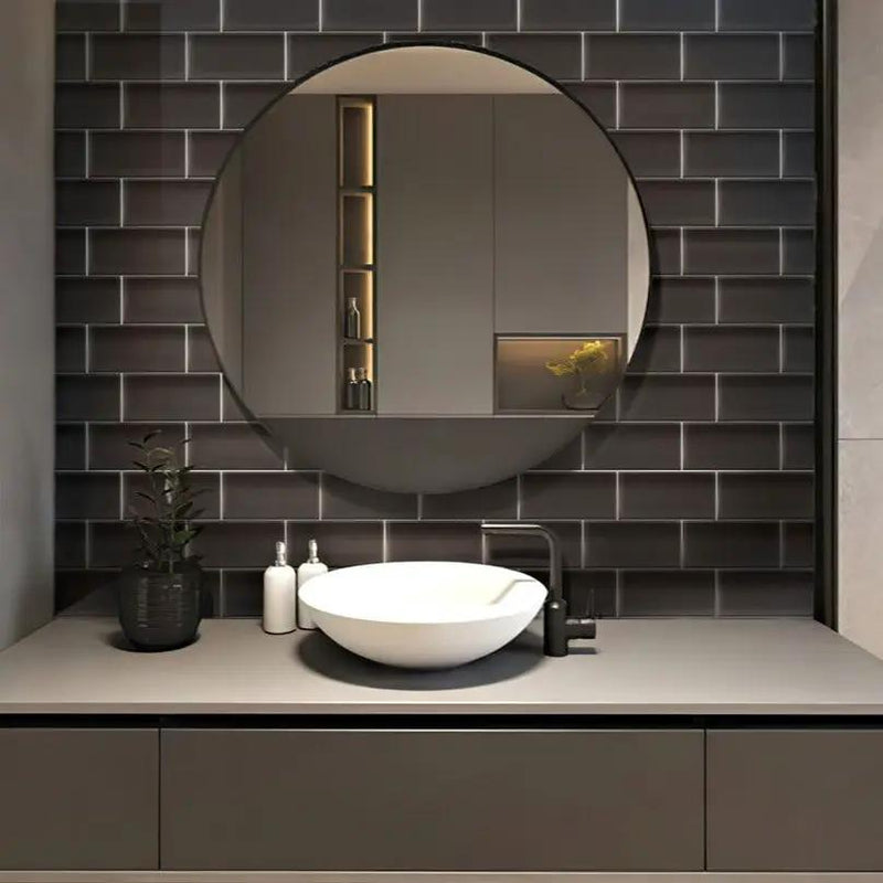 Ash Gray 3x6 Glossy Subway Glass Tile (40 pack, 5 sq ft/case) by Apollo Tile