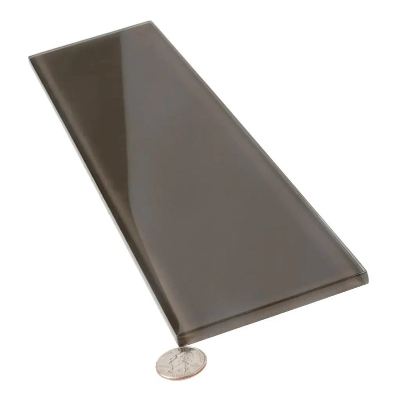 Ash Gray 4x16 Glossy Subway Glass Tile (12 pack, 5.33 sq ft/case) by Apollo Tile