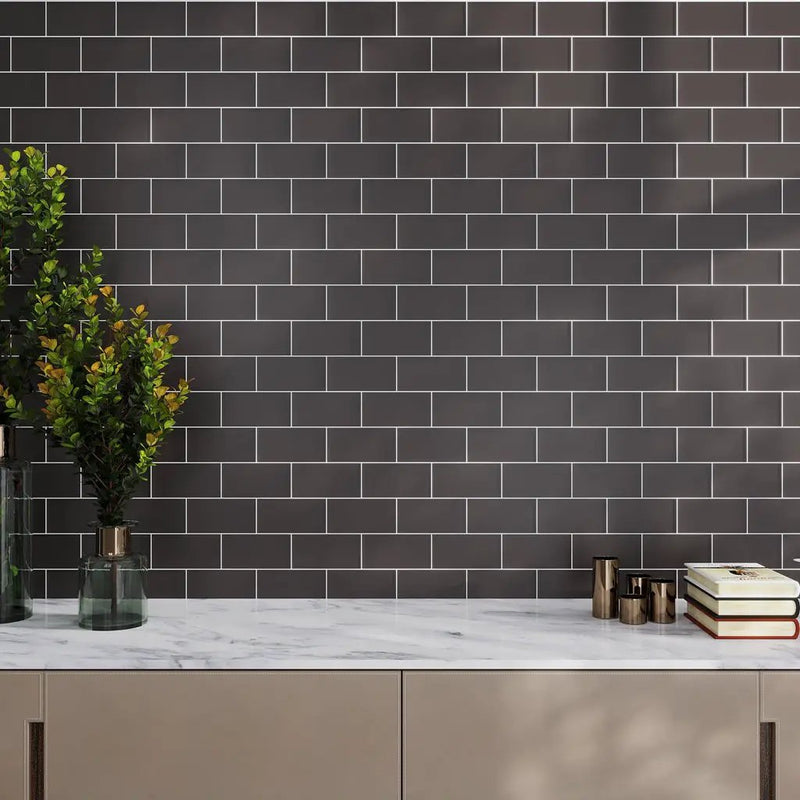 Ash Gray 3x6 Matte Subway Glass Tile (40 pack, 5 sq ft/case) by Apollo Tile