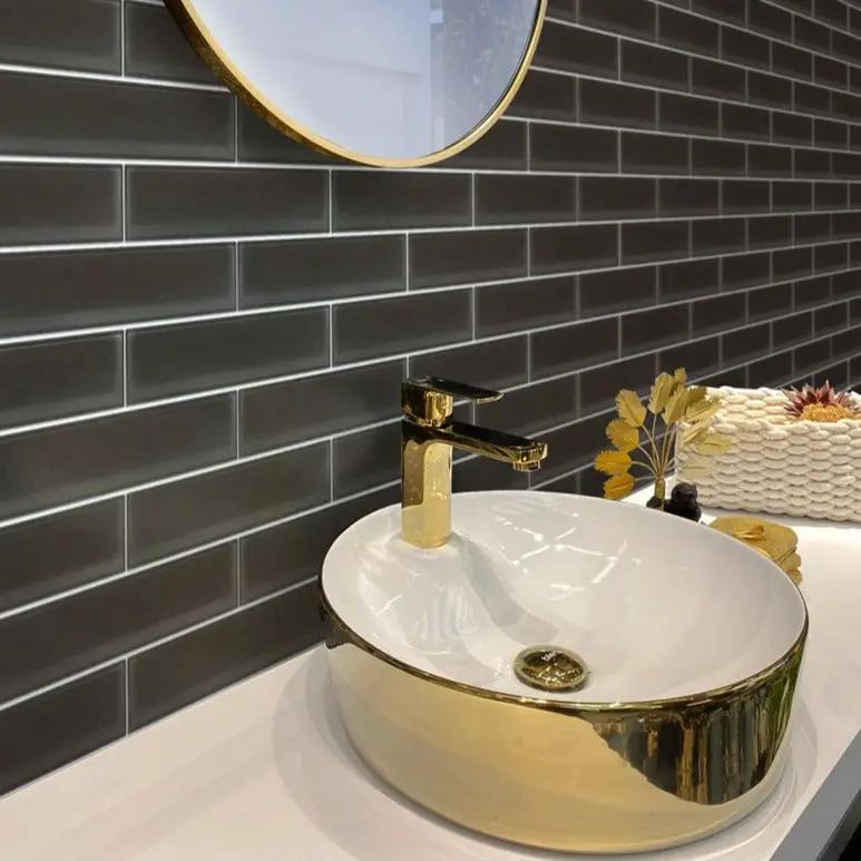 Ash Gray 3x12 Matte Subway Glass Tile (20 pack, 5 sq ft/case) by Apollo Tile