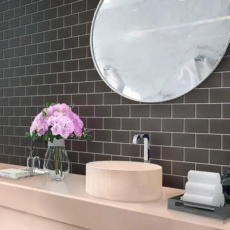 Ash Gray 3x6 Matte Subway Glass Tile (40 pack, 5 sq ft/case) by Apollo Tile