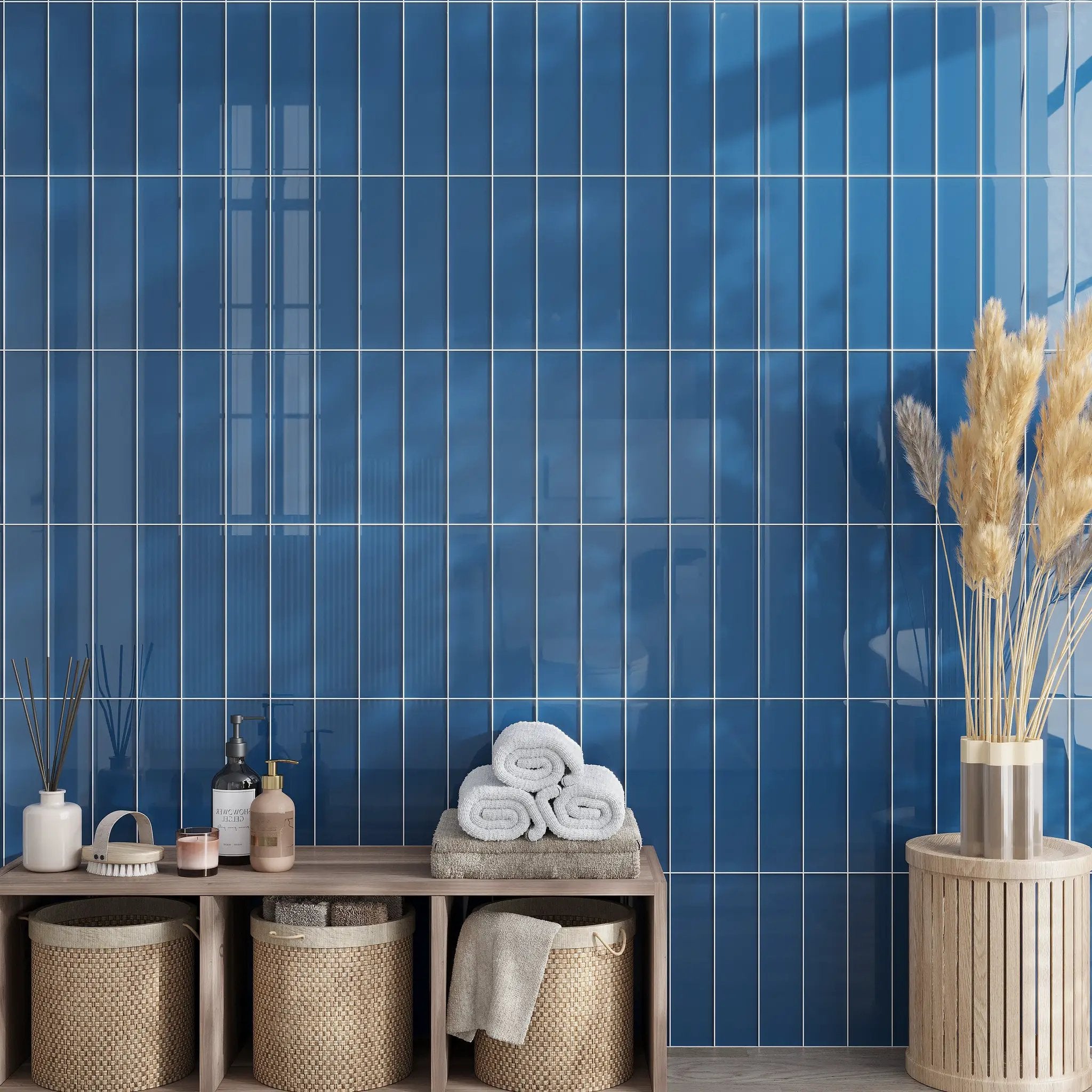 Cerulean Blue 3x12 Glossy Subway Glass Tile (20 pack, 5 sq ft/case) by Apollo Tile