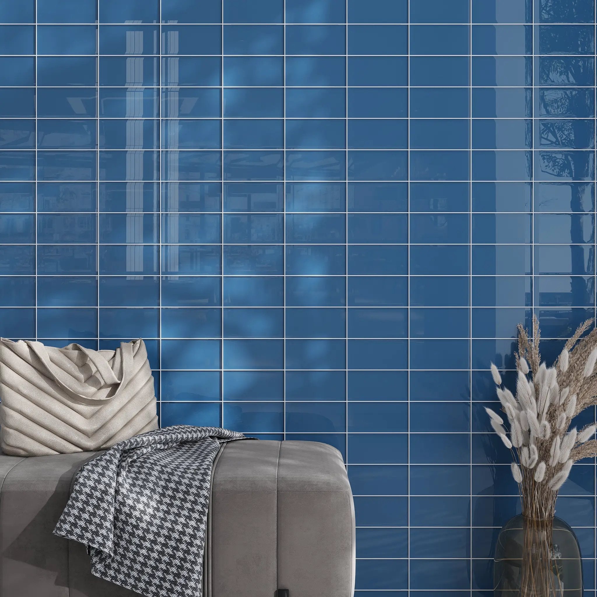 Cerulean Blue 3x6 Glossy Subway Glass Tile (40 pack, 5 sq ft/case) by Apollo Tile