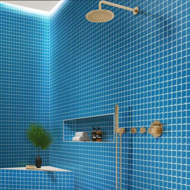 Cerulean Blue 12x12 Glossy Square Glass Mosaic Tile (10 pack, 9.67 sq ft/case) by Apollo Tile