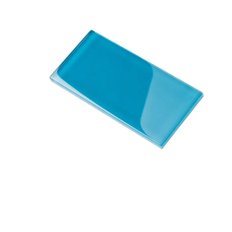 Cerulean Blue 3x6 Glossy Subway Glass Tile (40 pack, 5 sq ft/case) by Apollo Tile