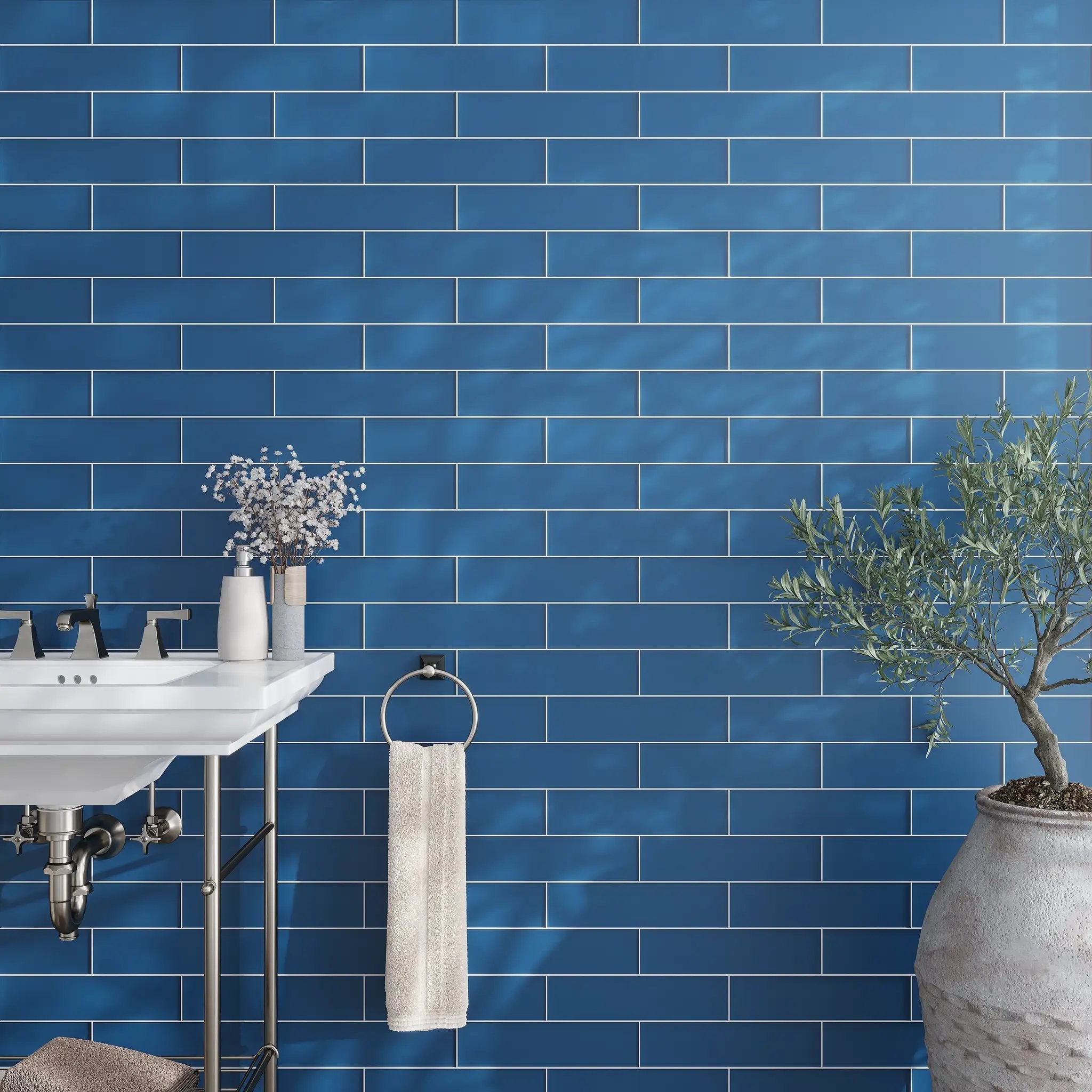Cerulean Blue 3x12 Matte Subway Glass Tile (20 pack, 5 sq ft/case) by Apollo Tile