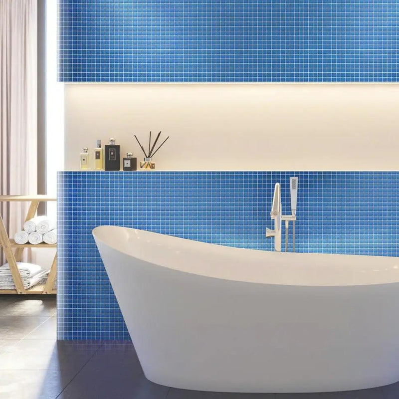 Cerulean Blue 12x12 Matte Square Glass Mosaic Tile (10 pack, 9.67 sq ft/case) by Apollo Tile