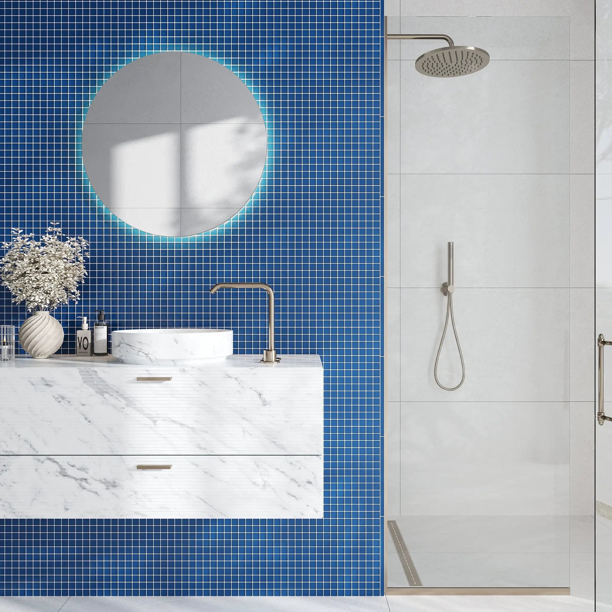Cerulean Blue 0.5x12 Matte Glass Pencil Tile Trim (10 pack, 0.5 sq ft/case) by Apollo Tile
