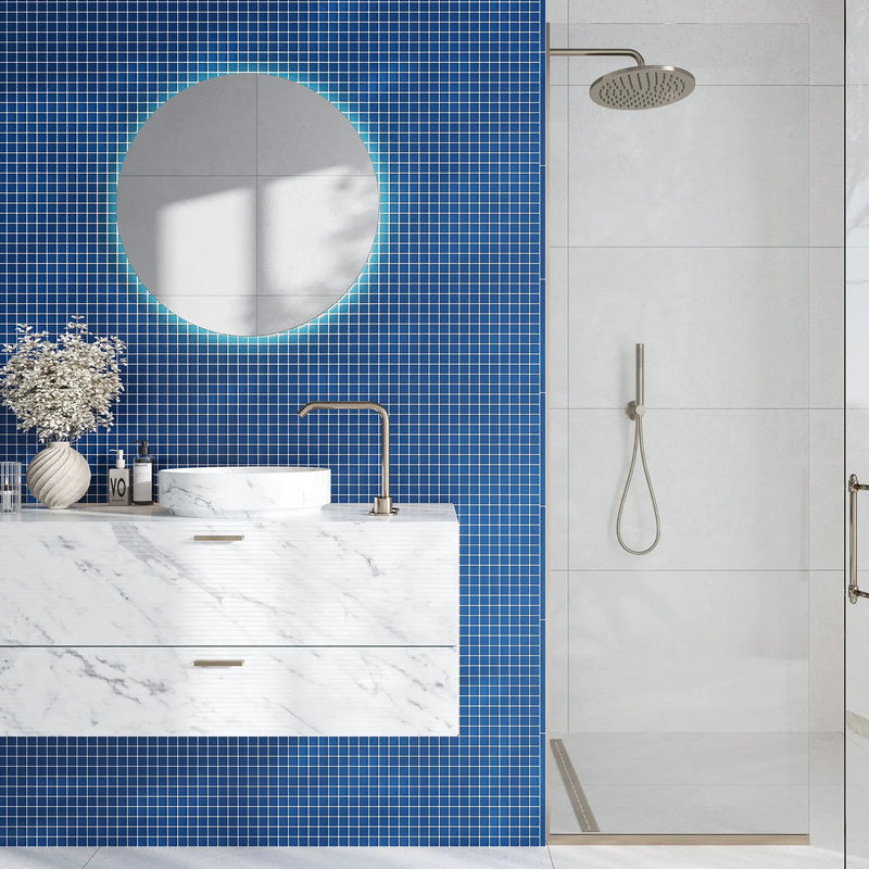 Cerulean Blue 0.5x12 Matte Glass Pencil Tile Trim (10 pack, 0.5 sq ft/case) by Apollo Tile