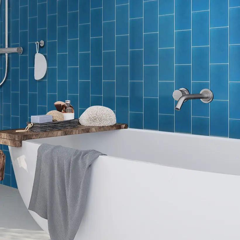 Cerulean Blue 3x6 Matte Subway Glass Tile (40 pack, 5 sq ft/case) by Apollo Tile
