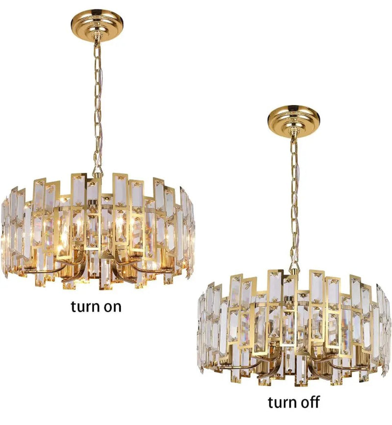 Akeelighting Gold Chandeliers Lighting Modern Crystal Chandelier 6 Light Contemporary Girls Bedroom Dining Room Ceiling Hanging Pendant Chandelier Lighting Fixture by Selzalot