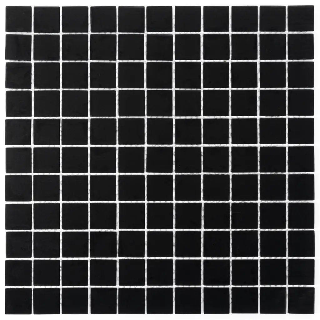 Black 12x12 Matte Square Glass Mosaic Tile (10 pack, 9.67 sq ft/case) by Apollo Tile