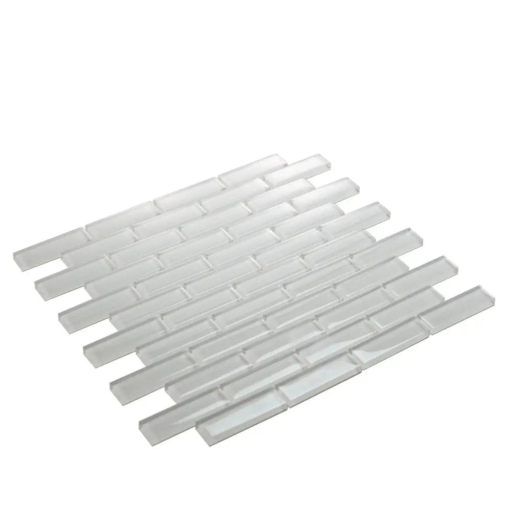 White 12x12 Glossy Brick Glass Mosaic Tile (5 pack, 4.92 sq ft/case) by Apollo Tile