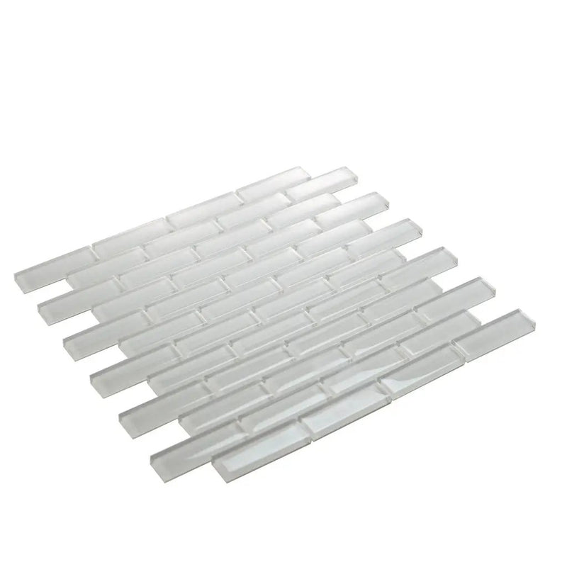 White 12x12 Glossy Brick Glass Mosaic Tile (5 pack, 4.92 sq ft/case) by Apollo Tile