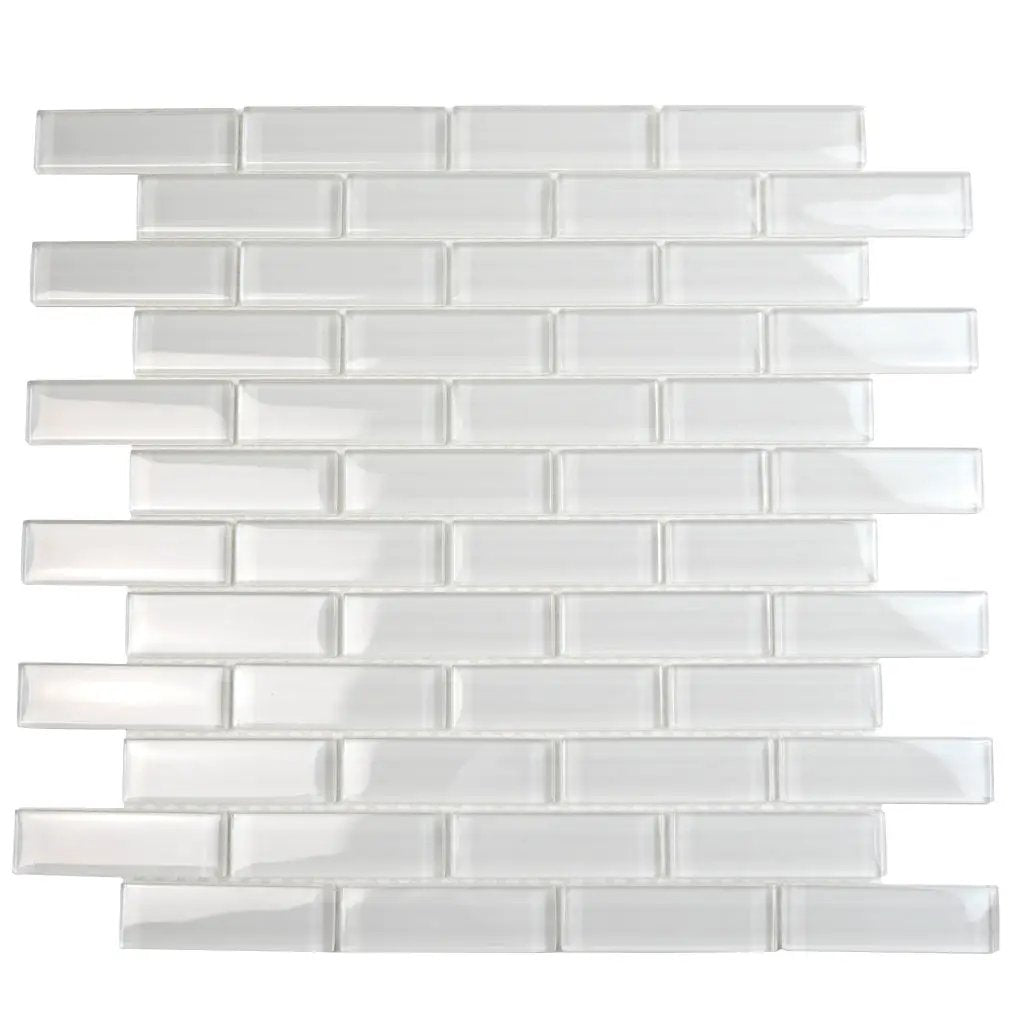 White 12x12 Glossy Brick Glass Mosaic Tile (5 pack, 4.92 sq ft/case) by Apollo Tile