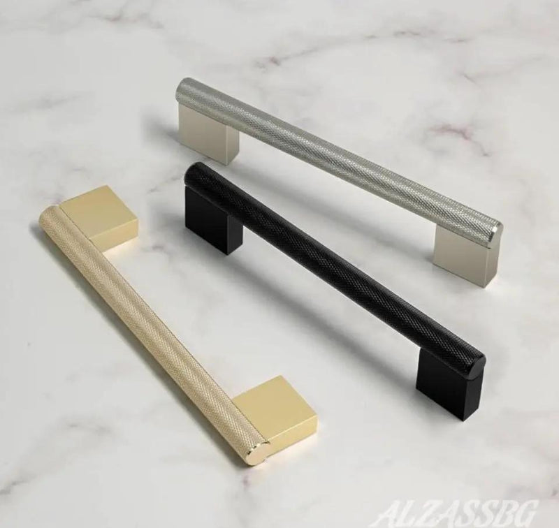 Open Box Alzassbg 10 Pack Matt Black Cabinet Pulls, 5 Inch(128mm) Hole Centers Kitchen Hardware Knurled Cabinet Handles for Cabinets and Drawers by Selzalot