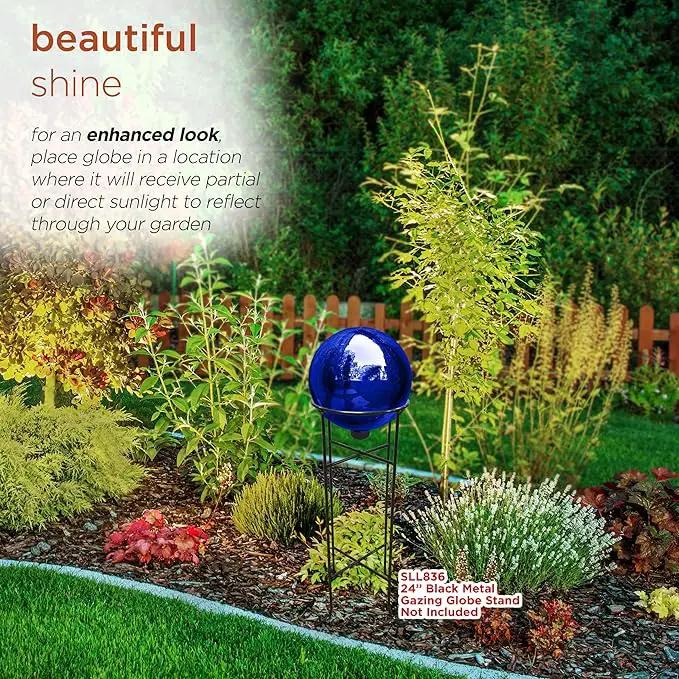 Alpine Corporation 10" Diameter Indoor/Outdoor Glass Gazing Globe Festive Yard Décor, Blue by GreenHaven Gardens
