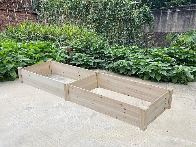 BTExpert 8ft x 2ft Horticulture Raised Garden Beds Elevated Planting Divisible Large Wooden Planter Box Kit Stand for Vegetable Herbs Flower Backyard Patio Balcony Bed Liner Outdoor Clear Natural Wood by GreenHaven Gardens