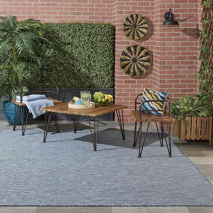 Nourison Positano Indoor/Outdoor Navy Blue 2'2" x 10' Area Rug, Easy Cleaning, Non Shedding, Bed Room, Living Room, Dining Room, Backyard, Deck, Patio (2x10) by GreenHaven Gardens