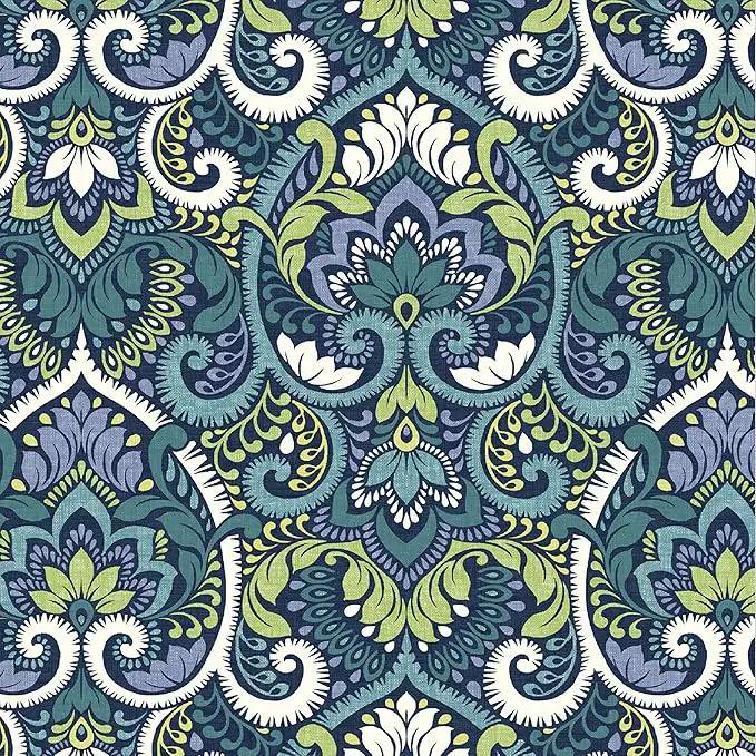Arden Indoor/Outdoor Foam Seat Pad, 2 Pack, 17 x 16, Patio Cushion, Water Repellent, Fade Resistant, Foam Cushion Sapphire Aurora Blue Damask by GreenHaven Gardens