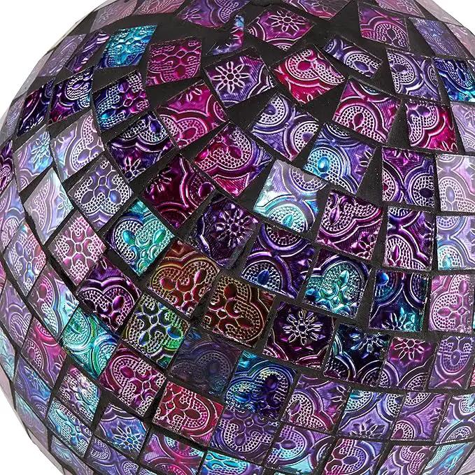 Alpine Corporation 10" Diameter Indoor/Outdoor Glass Mosaic Gazing Globe Yard Decoration, Purple Embossed Tile by GreenHaven Gardens