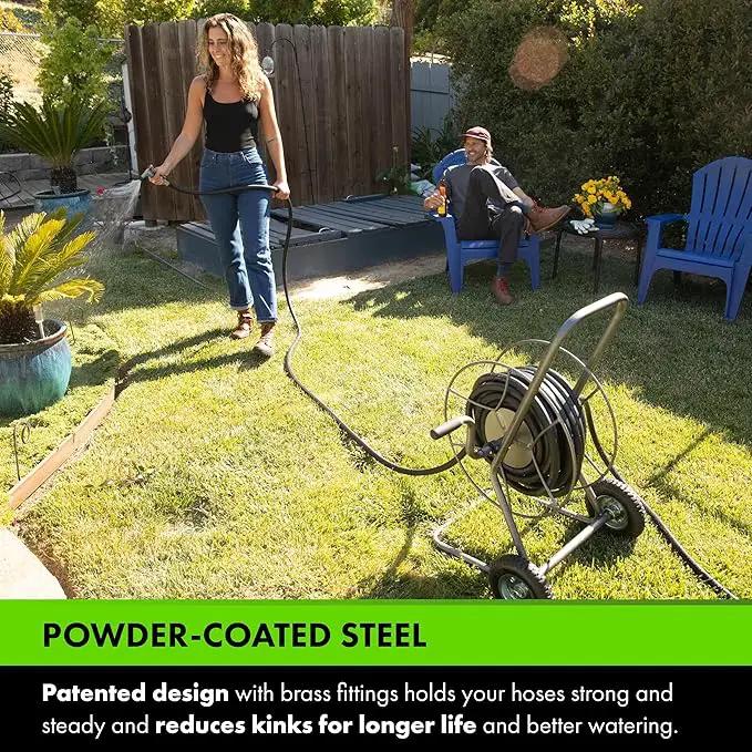 Yard Butler Hose Reel Cart with Wheels Heavy Duty 200 Foot Metal Hose Reel Suitable for Gardens, Lawns and Outdoor - IHT-2EZ by GreenHaven Gardens