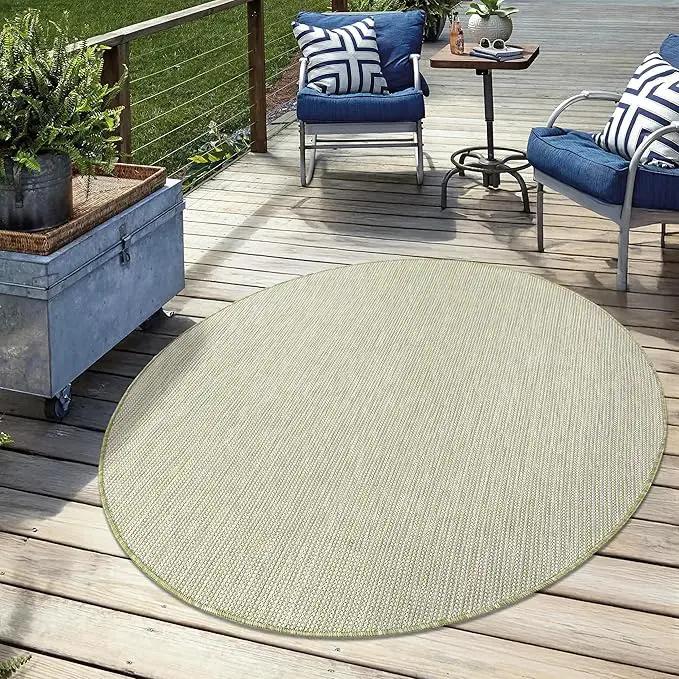 Keen Home Design Terrace Outdoor Round Rug - 8ft Round Washable Indoor/Outdoor Rug for Patio, Kitchen, Balcony, Beach, Garden, Deck and Porch, Size: 7'7" Round by GreenHaven Gardens