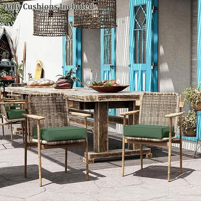Patio Chair Cushions 18.5 X 16 X 4 Inch Waterproof Outdoor Seat Cushions for Patio Furniture, Outdoor Sofa Couch Pads with Ties & Handle, Set of 2, Green by GreenHaven Gardens