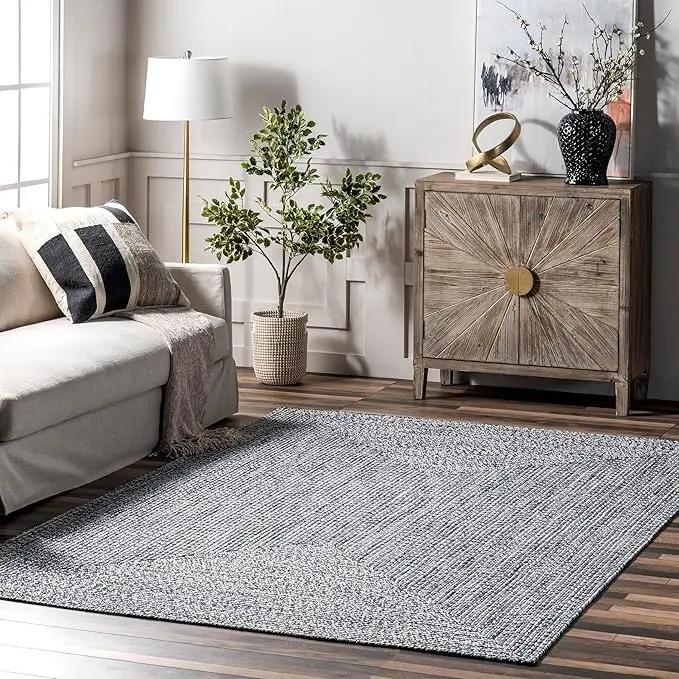 nuLOOM 8' x 10' Solid Hand Braided Indoor/Outdoor Area Rug, Pet-Friendly, High Traffic, Weather Resistant, for Patio, Balcony, Bedroom, Living, Dining Room, Wynn Navy by GreenHaven Gardens