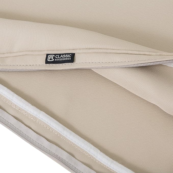 Classic Accessories Montlake Water-Resistant 19 x 20 x 4 Inch Patio Lounge Back Cushion, Antique Beige, Outdoor Loveseat Cushions by GreenHaven Gardens