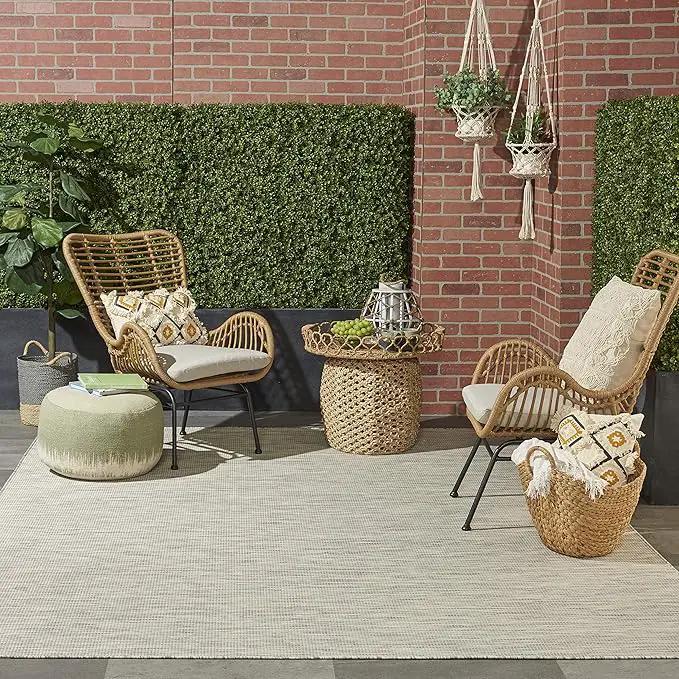 Nourison Positano Indoor-Outdoor Light Grey 5' x 7' Area Rug, Easy Cleaning, Non Shedding, Bed Room, Living Room, Dining Room, Backyard, Deck, Patio (5x7) by GreenHaven Gardens